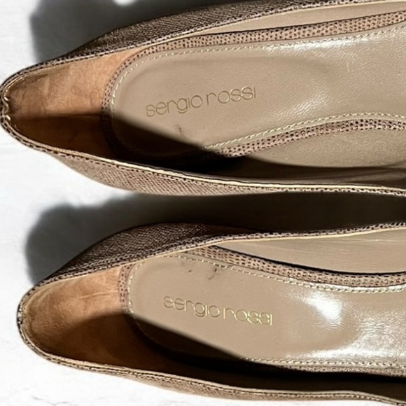 🌻Sergio Rossi Croc Embossed Nude Tan Platform Pump Heels Size 38 - Picture 6 of 10